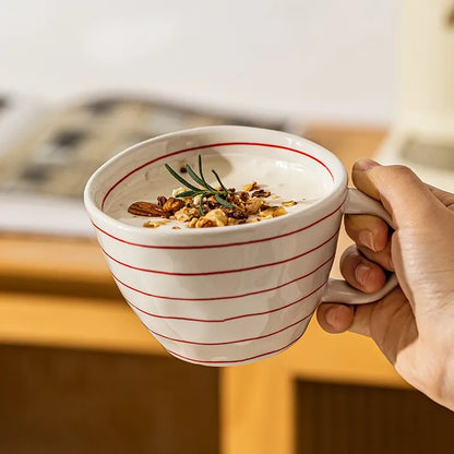 Ceramic Mug Hand-Painted Irregular Chessboard Checkered Coffee Cup Large Capacity Water Cup Milk Tea Oatmeal Mugs Household