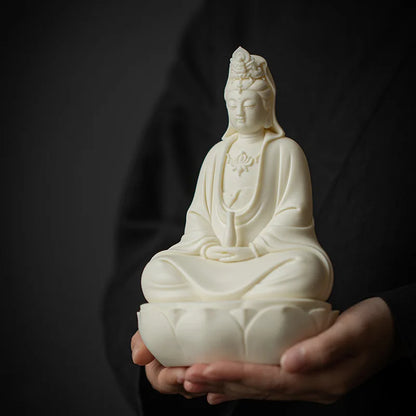 Ceramic Nanhai Guanyin Bodhisattva Buddha Statue  White Porcelain Lotus Guanyin High-end home lucky decorative statue