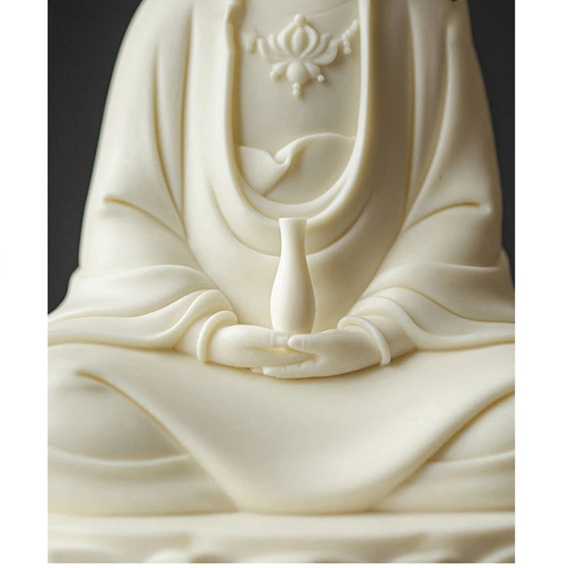 Ceramic Nanhai Guanyin Bodhisattva Buddha Statue  White Porcelain Lotus Guanyin High-end home lucky decorative statue