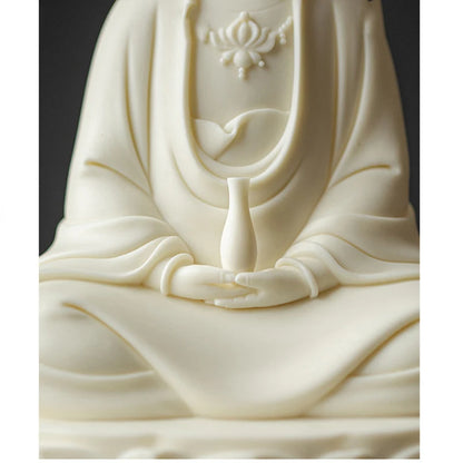 Ceramic Nanhai Guanyin Bodhisattva Buddha Statue  White Porcelain Lotus Guanyin High-end home lucky decorative statue