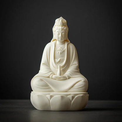 Ceramic Nanhai Guanyin Bodhisattva Buddha Statue  White Porcelain Lotus Guanyin High-end home lucky decorative statue
