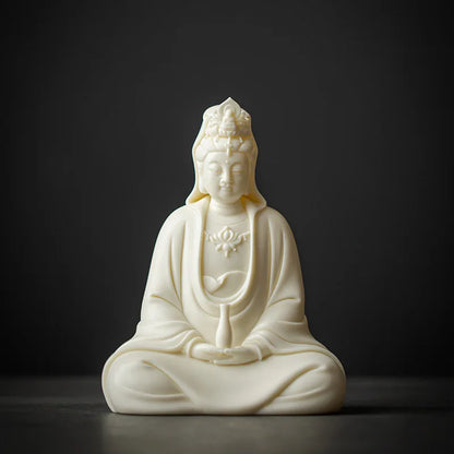 Ceramic Nanhai Guanyin Bodhisattva Buddha Statue  White Porcelain Lotus Guanyin High-end home lucky decorative statue