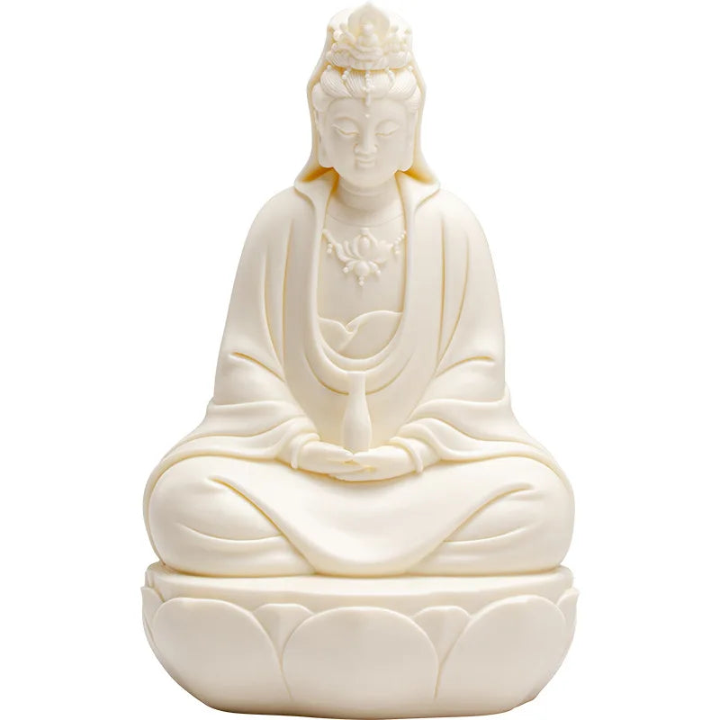 Ceramic Nanhai Guanyin Bodhisattva Buddha Statue  White Porcelain Lotus Guanyin High-end home lucky decorative statue