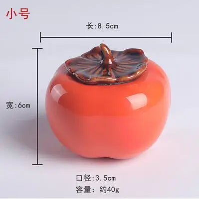 Ceramic Persimmon Tea Caddy, Portable Tea Storage Tank, Kitchen Decoration Accessories, Persimmon Canister Container for Puer