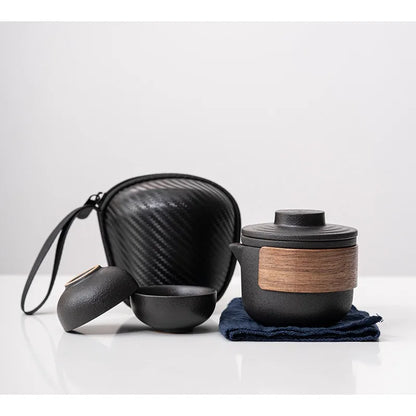 Ceramic Porcelain Kung Fu Tea Set Teaware Tea Pot and Cup Set Travel Portable One Pot and Two Cups Travel Tea Set Teapot Teacup
