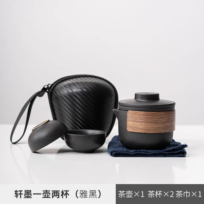 Ceramic Porcelain Kung Fu Tea Set Teaware Tea Pot and Cup Set Travel Portable One Pot and Two Cups Travel Tea Set Teapot Teacup