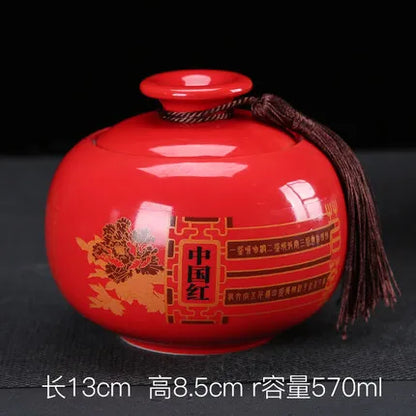 Ceramic Porcelain Tea Caddy, Chinese Style Storage Box, Portable Sealed Tea Cans, Canister for Spices Organizer, Tea Jars