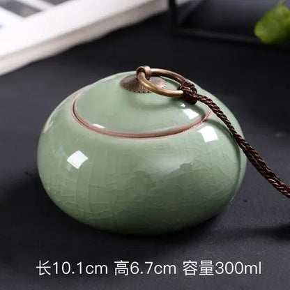 Ceramic Porcelain Tea Caddy, Chinese Style Storage Box, Portable Sealed Tea Cans, Canister for Spices Organizer, Tea Jars