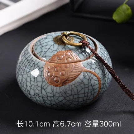 Ceramic Porcelain Tea Caddy, Chinese Style Storage Box, Portable Sealed Tea Cans, Canister for Spices Organizer, Tea Jars