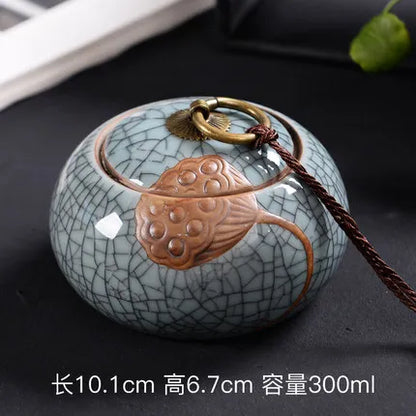 Ceramic Porcelain Tea Caddy, Chinese Style Storage Box, Portable Sealed Tea Cans, Canister for Spices Organizer, Tea Jars