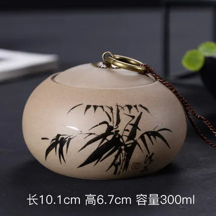 Ceramic Porcelain Tea Caddy, Chinese Style Storage Box, Portable Sealed Tea Cans, Canister for Spices Organizer, Tea Jars