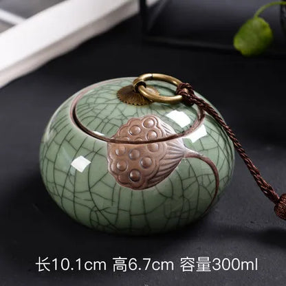 Ceramic Porcelain Tea Caddy, Chinese Style Storage Box, Portable Sealed Tea Cans, Canister for Spices Organizer, Tea Jars