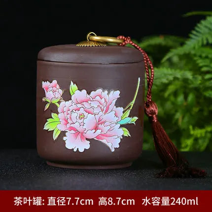 Ceramic Porcelain Tea Caddy, Chinese Style Storage Box, Portable Sealed Tea Cans, Canister for Spices Organizer, Tea Jars