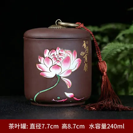 Ceramic Porcelain Tea Caddy, Chinese Style Storage Box, Portable Sealed Tea Cans, Canister for Spices Organizer, Tea Jars