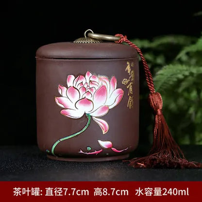 Ceramic Porcelain Tea Caddy, Chinese Style Storage Box, Portable Sealed Tea Cans, Canister for Spices Organizer, Tea Jars
