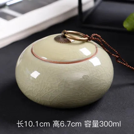 Ceramic Porcelain Tea Caddy, Chinese Style Storage Box, Portable Sealed Tea Cans, Canister for Spices Organizer, Tea Jars