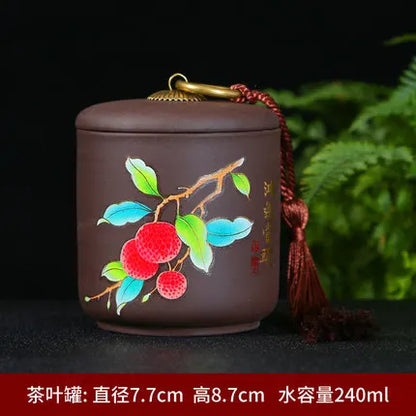 Ceramic Porcelain Tea Caddy, Chinese Style Storage Box, Portable Sealed Tea Cans, Canister for Spices Organizer, Tea Jars