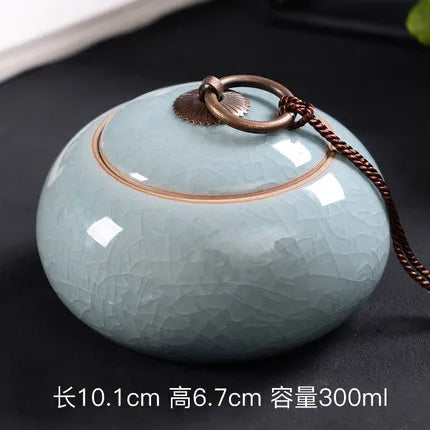 Ceramic Porcelain Tea Caddy, Chinese Style Storage Box, Portable Sealed Tea Cans, Canister for Spices Organizer, Tea Jars