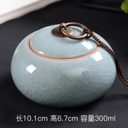 Ceramic Porcelain Tea Caddy, Chinese Style Storage Box, Portable Sealed Tea Cans, Canister for Spices Organizer, Tea Jars