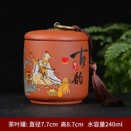 Ceramic Porcelain Tea Caddy, Chinese Style Storage Box, Portable Sealed Tea Cans, Canister for Spices Organizer, Tea Jars