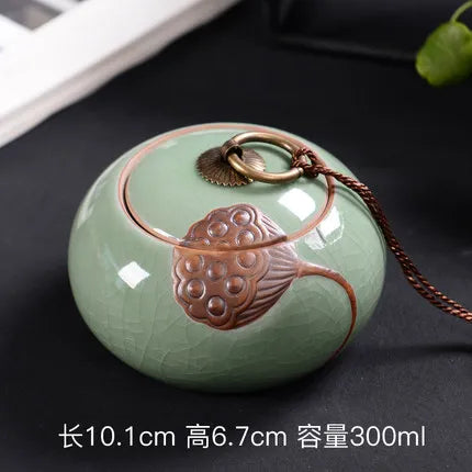 Ceramic Porcelain Tea Caddy, Chinese Style Storage Box, Portable Sealed Tea Cans, Canister for Spices Organizer, Tea Jars