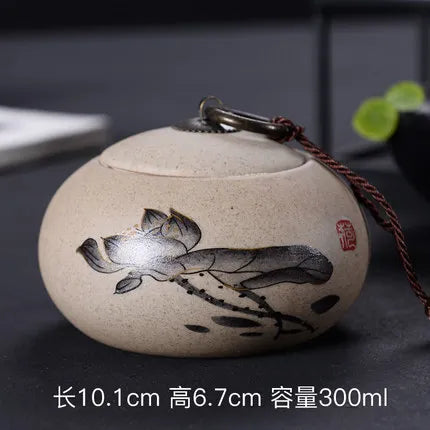 Ceramic Porcelain Tea Caddy, Chinese Style Storage Box, Portable Sealed Tea Cans, Canister for Spices Organizer, Tea Jars