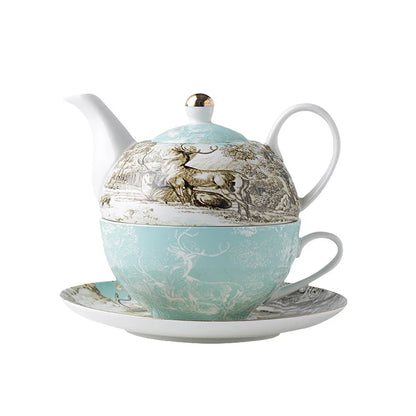 Ceramic Portable Creative Tea Set  European Style One Teapot and One Cup Set Simple Household Flower Tea Cup Set Office Tea Set