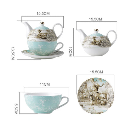 Ceramic Portable Creative Tea Set  European Style One Teapot and One Cup Set Simple Household Flower Tea Cup Set Office Tea Set