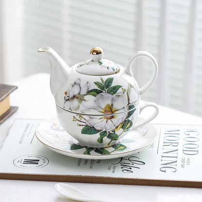 Ceramic Portable Creative Tea Set  European Style One Teapot and One Cup Set Simple Household Flower Tea Cup Set Office Tea Set