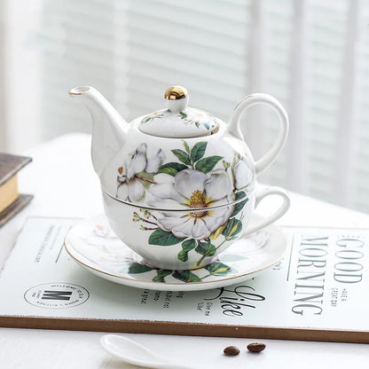 Ceramic Portable Creative Tea Set  European Style One Teapot and One Cup Set Simple Household Flower Tea Cup Set Office Tea Set