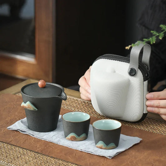Ceramic Portable Travel Kung Fu Tea Set Small Set Home Office Zen Tea Teapot Gift
