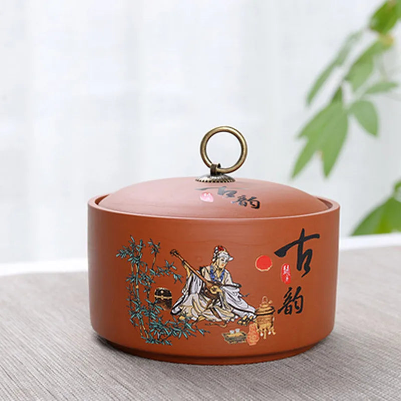 Ceramic Portable Travel Tea Caddy, Retro Household Storage Pot, Moisture-Proof, Mini Tea Caddy, Universal