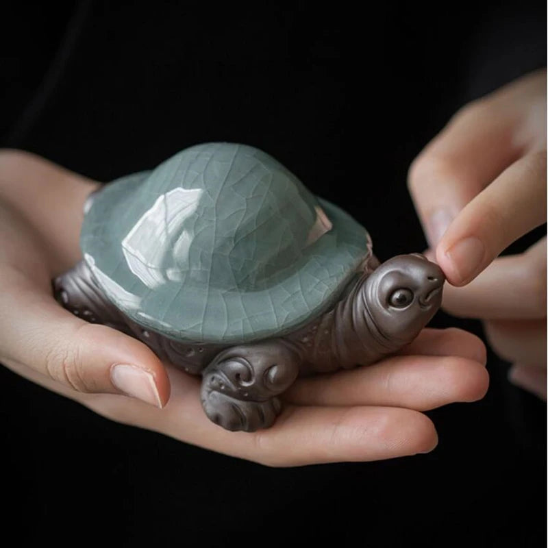Ceramic Purple Clay Turtle Tea Strainer, Tea Filter, Pet Ornaments, Tea Set, Tea Accessories, Household