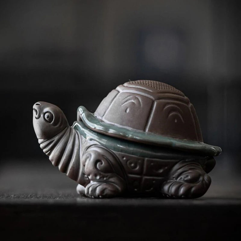 Ceramic Purple Clay Turtle Tea Strainer, Tea Filter, Pet Ornaments, Tea Set, Tea Accessories, Household