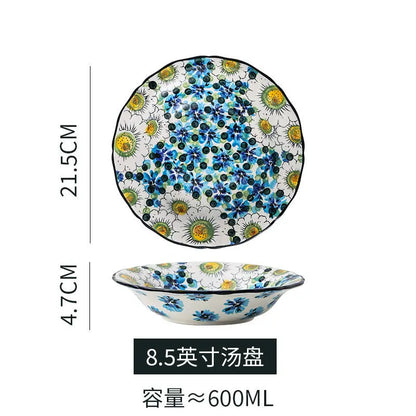 Ceramic Rice Bowl Household Binaural Soup European Style   Bowl Large Noodle Bowl Dishes Home Garden Tableware