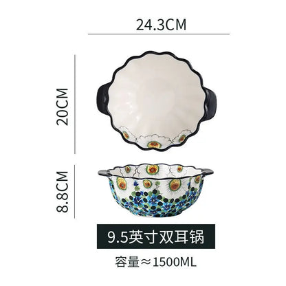 Ceramic Rice Bowl Household Binaural Soup European Style   Bowl Large Noodle Bowl Dishes Home Garden Tableware