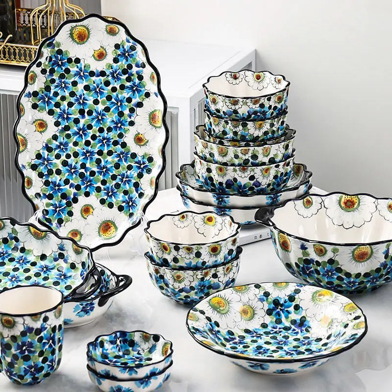 Ceramic Rice Bowl Household Binaural Soup European Style   Bowl Large Noodle Bowl Dishes Home Garden Tableware