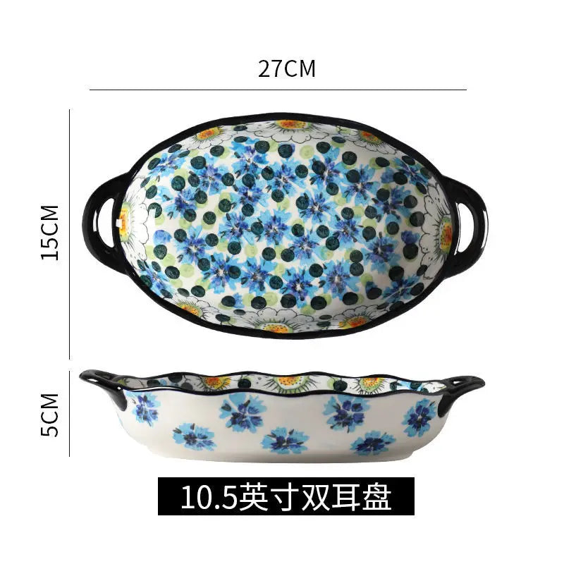 Ceramic Rice Bowl Household Binaural Soup European Style   Bowl Large Noodle Bowl Dishes Home Garden Tableware
