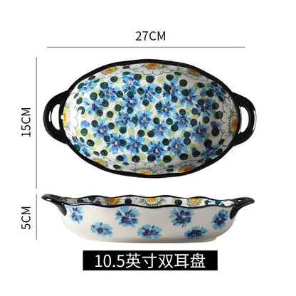 Ceramic Rice Bowl Household Binaural Soup European Style   Bowl Large Noodle Bowl Dishes Home Garden Tableware