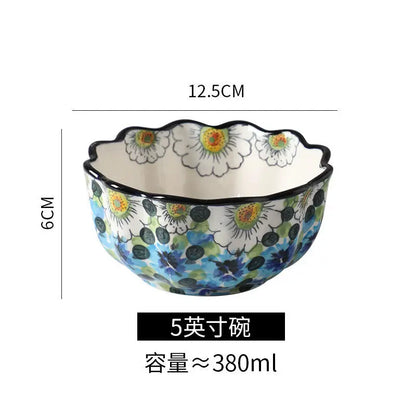 Ceramic Rice Bowl Household Binaural Soup European Style   Bowl Large Noodle Bowl Dishes Home Garden Tableware