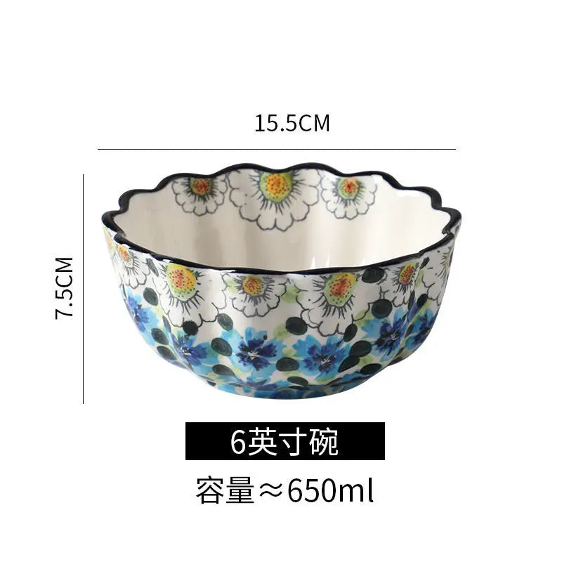 Ceramic Rice Bowl Household Binaural Soup European Style   Bowl Large Noodle Bowl Dishes Home Garden Tableware