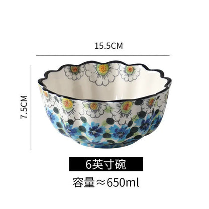 Ceramic Rice Bowl Household Binaural Soup European Style   Bowl Large Noodle Bowl Dishes Home Garden Tableware