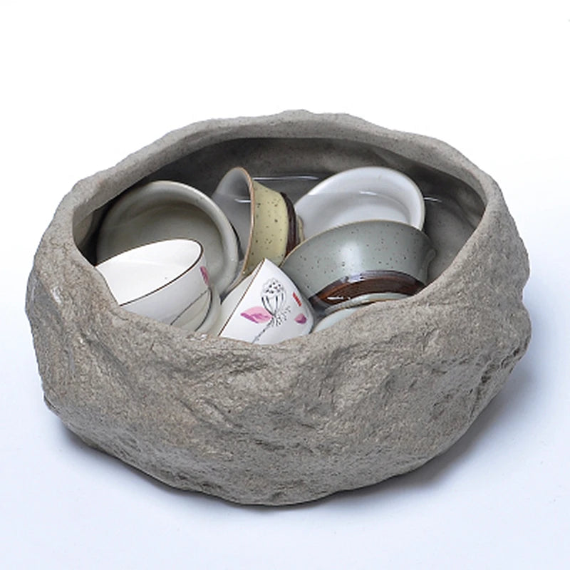 Ceramic Rock Mud Imitation Stone Tea Washing Pen Wash Tea Cups, Household Tea Set Accessories, Extra Large Basin