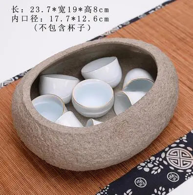 Ceramic Rock Mud Imitation Stone Tea Washing Pen Wash Tea Cups, Household Tea Set Accessories, Extra Large Basin
