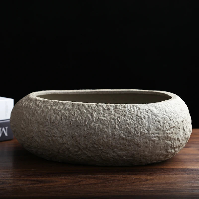 Ceramic Rock Mud Imitation Stone Tea Washing Pen Wash Tea Cups, Household Tea Set Accessories, Extra Large Basin