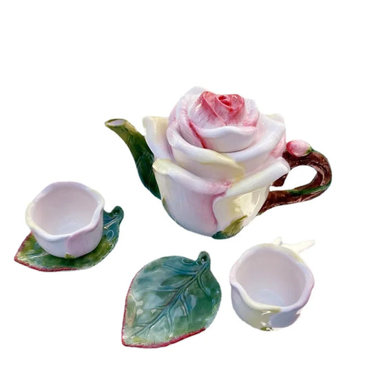 Ceramic Rose Gift Teapot Set Practical Home Decoration Teapot Cup Office Rest Drinking Tea Set Restaurant Boutique Tea Cup Pot