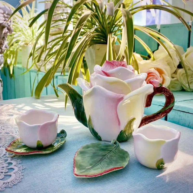 Ceramic Rose Gift Teapot Set Practical Home Decoration Teapot Cup Office Rest Drinking Tea Set Restaurant Boutique Tea Cup Pot