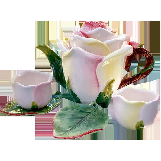 Ceramic Rose Gift Teapot Set Practical Home Decoration Teapot Cup Office Rest Drinking Tea Set Restaurant Boutique Tea Cup Pot