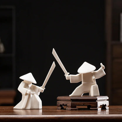 Ceramic  Samurai Figurine Incense Burners Stick Holder Home Tea House Yoga Studio Cute Cat Panda Statue Censer Decoration