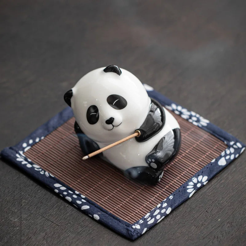 Ceramic  Samurai Figurine Incense Burners Stick Holder Home Tea House Yoga Studio Cute Cat Panda Statue Censer Decoration
